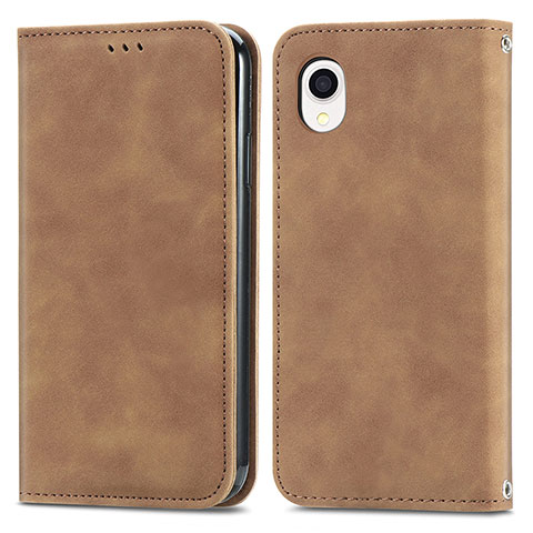 Coque Portefeuille Livre Cuir Etui Clapet S04D pour Samsung Galaxy A22 5G SC-56B Marron