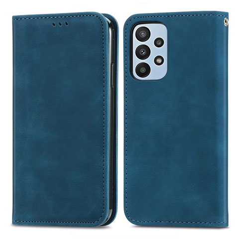 Coque Portefeuille Livre Cuir Etui Clapet S04D pour Samsung Galaxy A23 4G Bleu