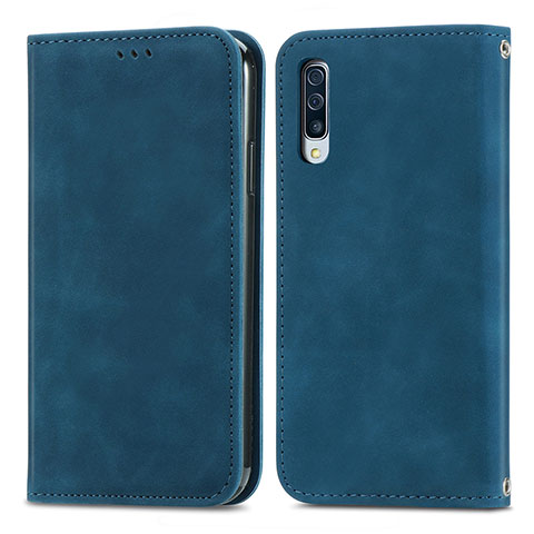 Coque Portefeuille Livre Cuir Etui Clapet S04D pour Samsung Galaxy A30S Bleu