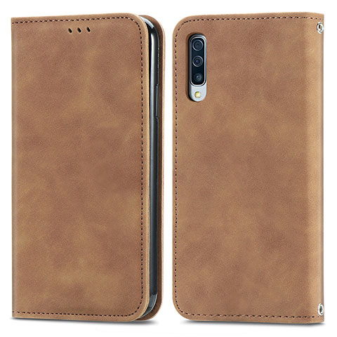 Coque Portefeuille Livre Cuir Etui Clapet S04D pour Samsung Galaxy A30S Marron