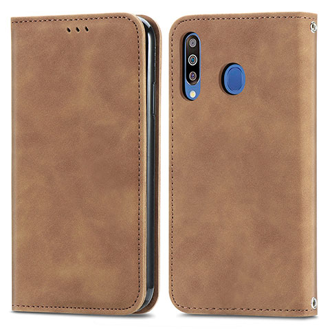 Coque Portefeuille Livre Cuir Etui Clapet S04D pour Samsung Galaxy A40s Marron