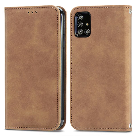 Coque Portefeuille Livre Cuir Etui Clapet S04D pour Samsung Galaxy A51 5G Marron