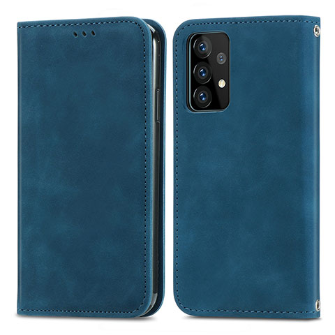 Coque Portefeuille Livre Cuir Etui Clapet S04D pour Samsung Galaxy A52 5G Bleu