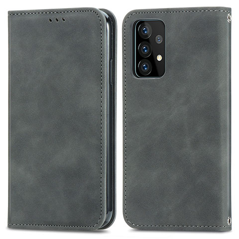 Coque Portefeuille Livre Cuir Etui Clapet S04D pour Samsung Galaxy A52 5G Gris