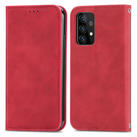 Coque Portefeuille Livre Cuir Etui Clapet S04D pour Samsung Galaxy A52 5G Rouge