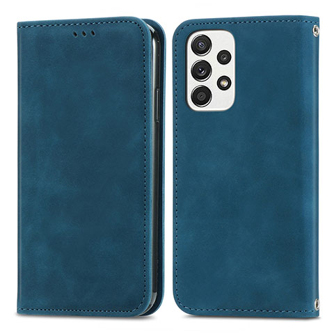 Coque Portefeuille Livre Cuir Etui Clapet S04D pour Samsung Galaxy A53 5G Bleu