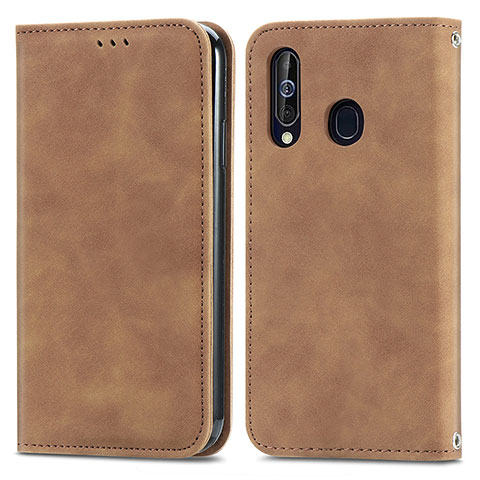 Coque Portefeuille Livre Cuir Etui Clapet S04D pour Samsung Galaxy A60 Marron