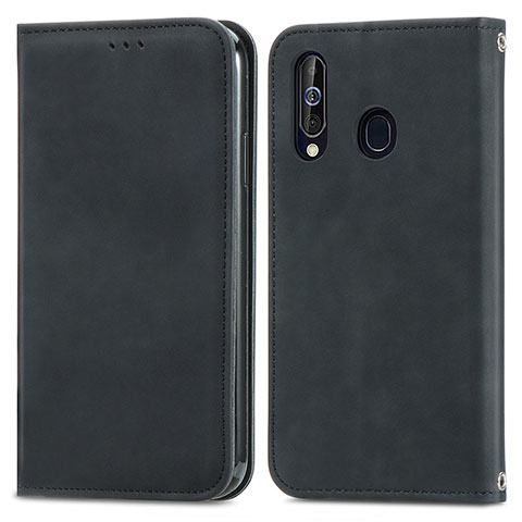 Coque Portefeuille Livre Cuir Etui Clapet S04D pour Samsung Galaxy A60 Noir