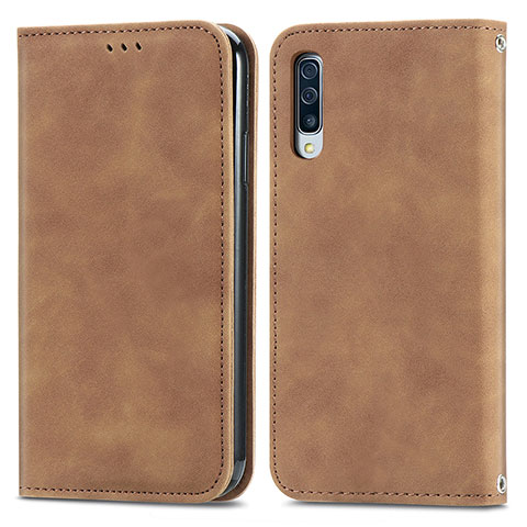 Coque Portefeuille Livre Cuir Etui Clapet S04D pour Samsung Galaxy A70 Marron