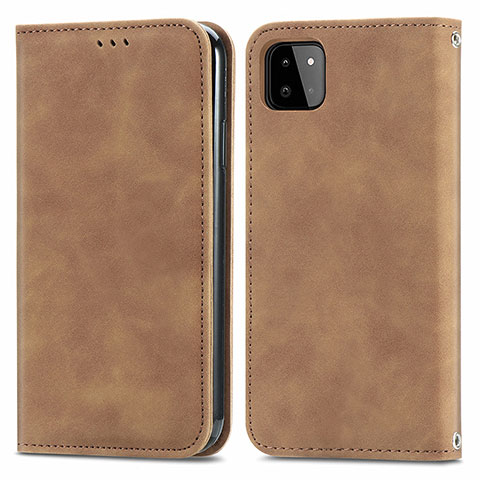 Coque Portefeuille Livre Cuir Etui Clapet S04D pour Samsung Galaxy F42 5G Marron