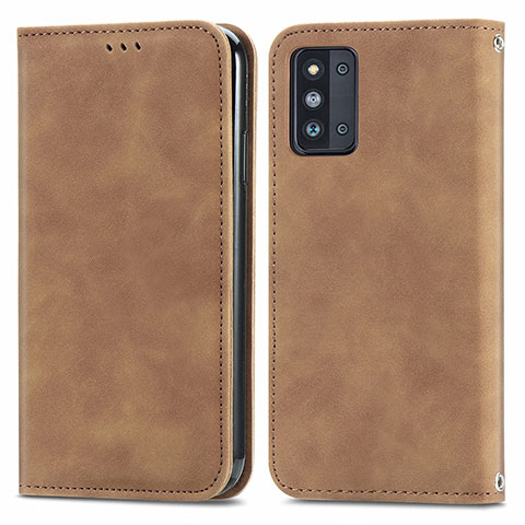 Coque Portefeuille Livre Cuir Etui Clapet S04D pour Samsung Galaxy F52 5G Marron