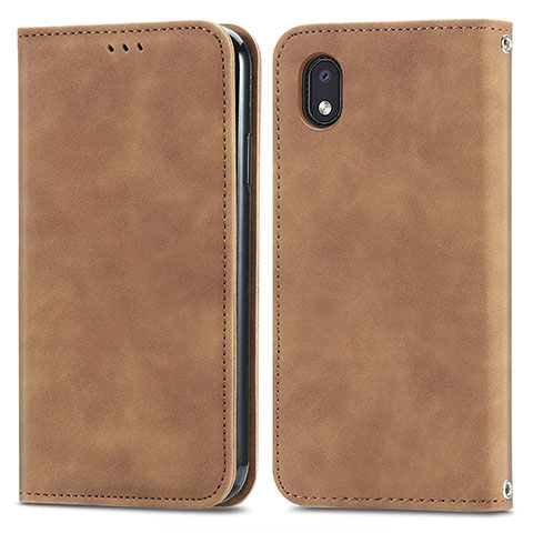 Coque Portefeuille Livre Cuir Etui Clapet S04D pour Samsung Galaxy M01 Core Marron