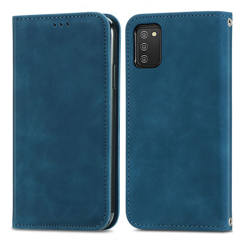 Coque Portefeuille Livre Cuir Etui Clapet S04D pour Samsung Galaxy M02s Bleu