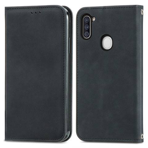 Coque Portefeuille Livre Cuir Etui Clapet S04D pour Samsung Galaxy M11 Noir