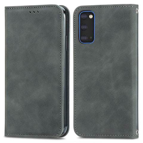 Coque Portefeuille Livre Cuir Etui Clapet S04D pour Samsung Galaxy S20 5G Gris