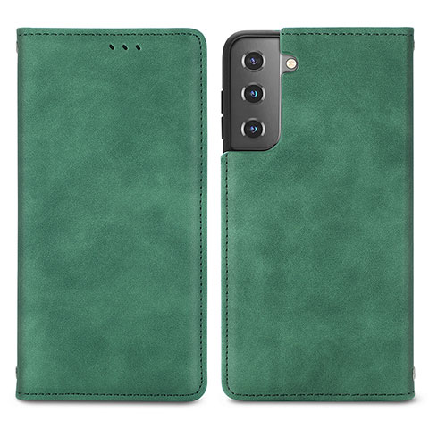 Coque Portefeuille Livre Cuir Etui Clapet S04D pour Samsung Galaxy S21 5G Vert