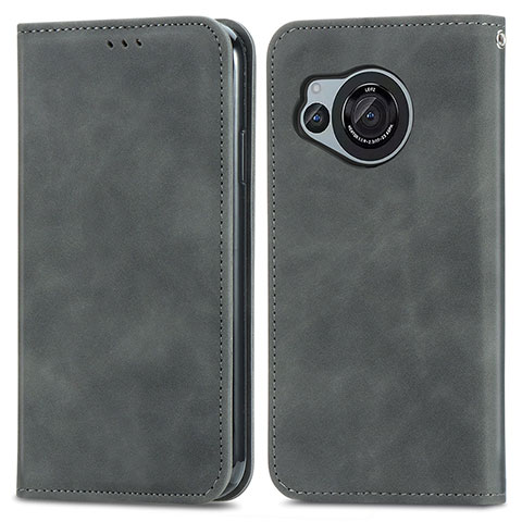 Coque Portefeuille Livre Cuir Etui Clapet S04D pour Sharp Aquos R8s Gris