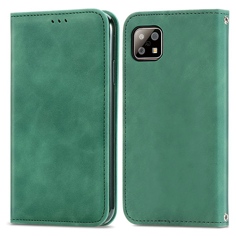 Coque Portefeuille Livre Cuir Etui Clapet S04D pour Sharp Aquos Sense6 Vert