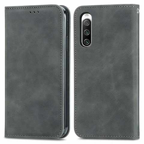 Coque Portefeuille Livre Cuir Etui Clapet S04D pour Sony Xperia 10 IV Gris