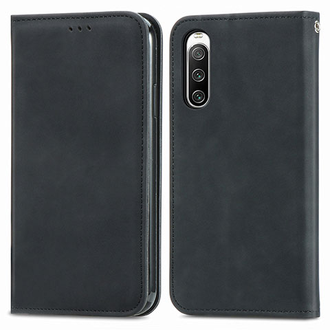 Coque Portefeuille Livre Cuir Etui Clapet S04D pour Sony Xperia 10 IV SO-52C Noir