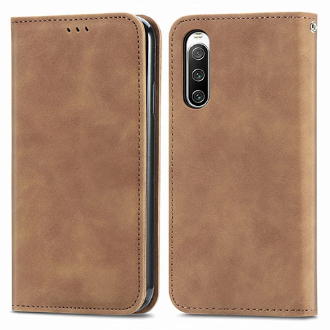 Coque Portefeuille Livre Cuir Etui Clapet S04D pour Sony Xperia 10 V Marron