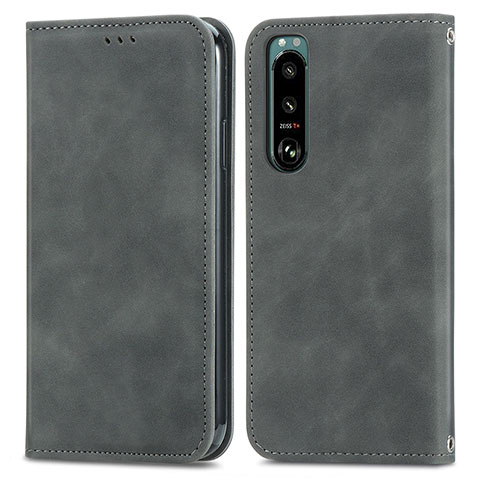 Coque Portefeuille Livre Cuir Etui Clapet S04D pour Sony Xperia 5 III Gris