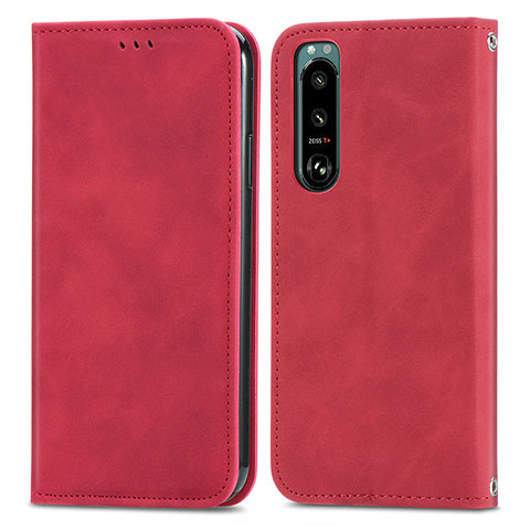 Coque Portefeuille Livre Cuir Etui Clapet S04D pour Sony Xperia 5 III Rouge