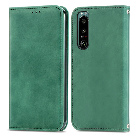 Coque Portefeuille Livre Cuir Etui Clapet S04D pour Sony Xperia 5 III SO-53B Vert