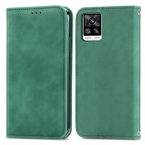 Coque Portefeuille Livre Cuir Etui Clapet S04D pour Vivo V20 Vert