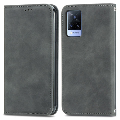 Coque Portefeuille Livre Cuir Etui Clapet S04D pour Vivo V21 5G Gris