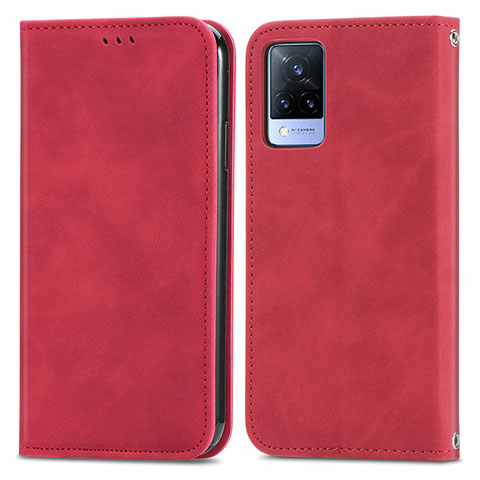 Coque Portefeuille Livre Cuir Etui Clapet S04D pour Vivo V21 5G Rouge