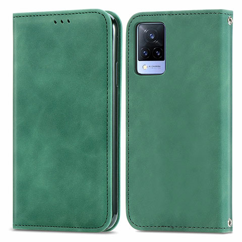 Coque Portefeuille Livre Cuir Etui Clapet S04D pour Vivo V21 5G Vert