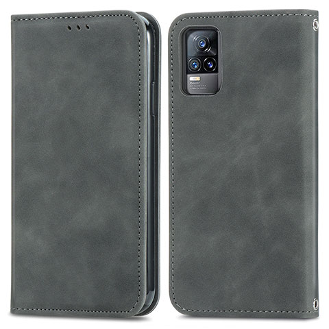 Coque Portefeuille Livre Cuir Etui Clapet S04D pour Vivo V21e 4G Gris