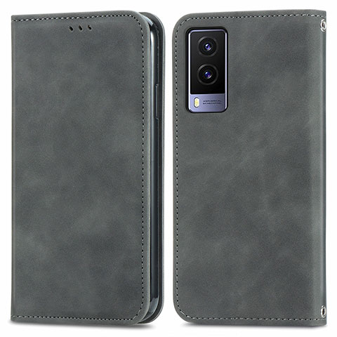 Coque Portefeuille Livre Cuir Etui Clapet S04D pour Vivo V21e 5G Gris