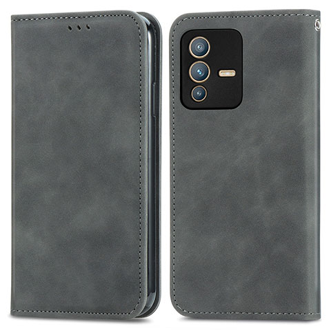 Coque Portefeuille Livre Cuir Etui Clapet S04D pour Vivo V23 5G Gris