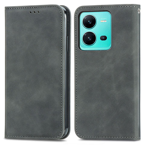 Coque Portefeuille Livre Cuir Etui Clapet S04D pour Vivo X80 Lite 5G Gris