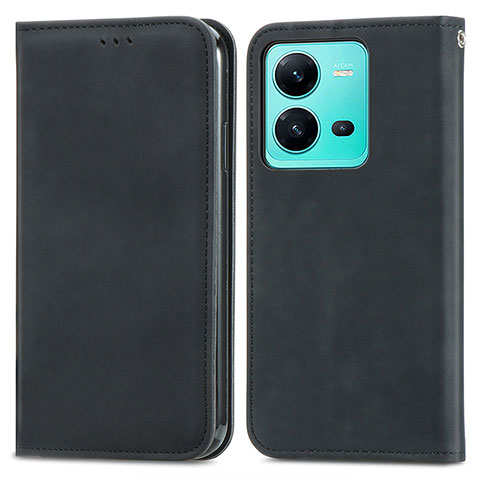 Coque Portefeuille Livre Cuir Etui Clapet S04D pour Vivo X80 Lite 5G Noir