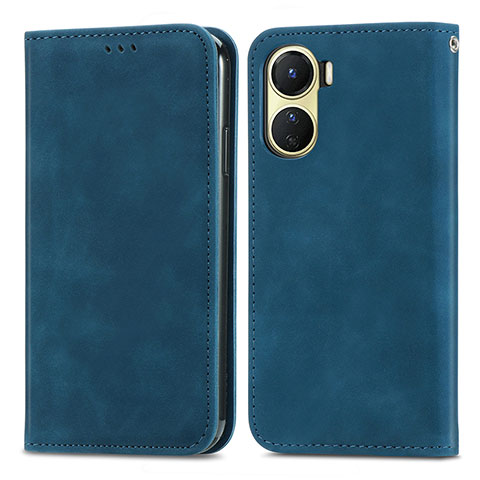 Coque Portefeuille Livre Cuir Etui Clapet S04D pour Vivo Y02S Bleu