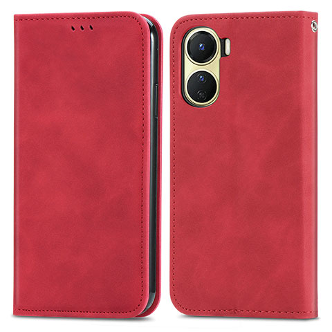 Coque Portefeuille Livre Cuir Etui Clapet S04D pour Vivo Y02S Rouge