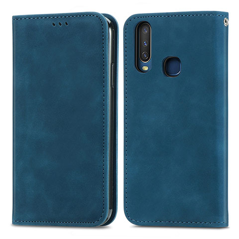 Coque Portefeuille Livre Cuir Etui Clapet S04D pour Vivo Y11 Bleu