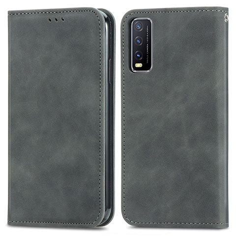 Coque Portefeuille Livre Cuir Etui Clapet S04D pour Vivo Y11s Gris