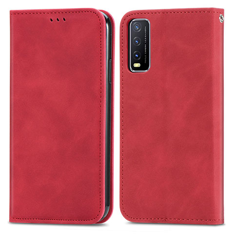 Coque Portefeuille Livre Cuir Etui Clapet S04D pour Vivo Y20 (2021) Rouge