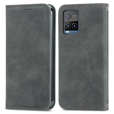 Coque Portefeuille Livre Cuir Etui Clapet S04D pour Vivo Y21a Gris