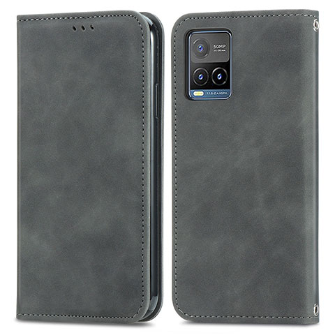 Coque Portefeuille Livre Cuir Etui Clapet S04D pour Vivo Y21G Gris