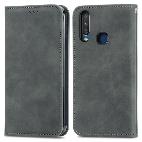 Coque Portefeuille Livre Cuir Etui Clapet S04D pour Vivo Y3s Gris