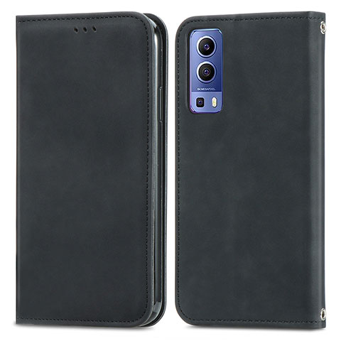 Coque Portefeuille Livre Cuir Etui Clapet S04D pour Vivo Y72 5G Noir