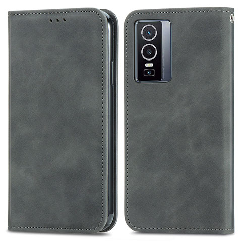 Coque Portefeuille Livre Cuir Etui Clapet S04D pour Vivo Y76 5G Gris