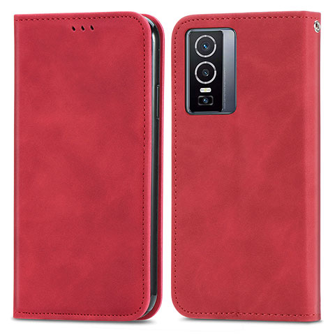 Coque Portefeuille Livre Cuir Etui Clapet S04D pour Vivo Y76 5G Rouge