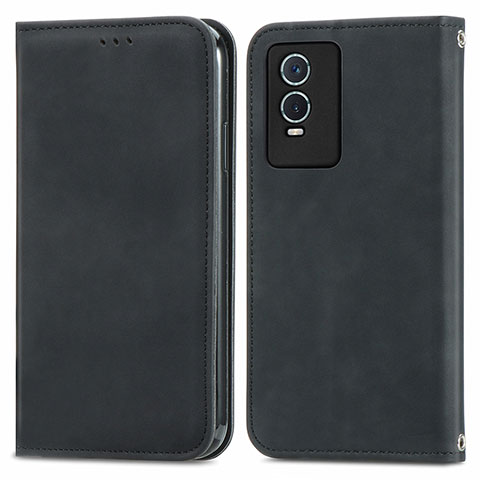 Coque Portefeuille Livre Cuir Etui Clapet S04D pour Vivo Y76s 5G Noir