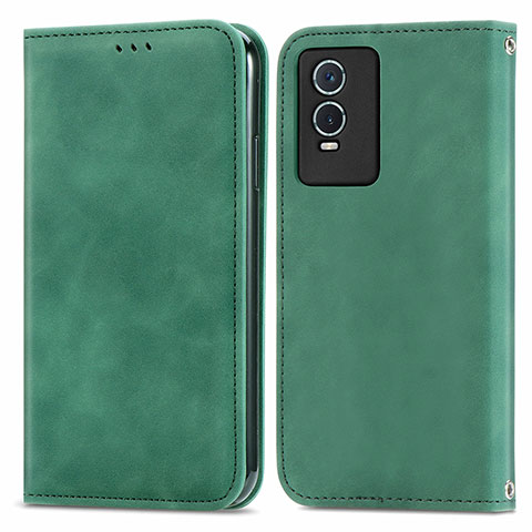 Coque Portefeuille Livre Cuir Etui Clapet S04D pour Vivo Y76s 5G Vert